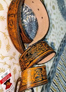 Vintage Hand Tooling Men's Leather Belt