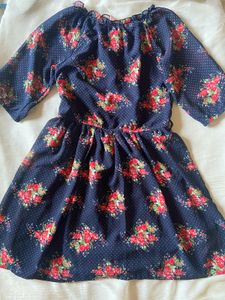 Navy Floral Print Dress