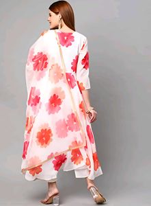 🤍🩷🧡 Kurta + Dupatta Set (NEW &amp; Bright White)