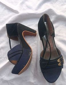 Stylish Navy Blue Wedge Heels