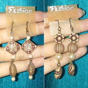 Combo Of 2 Wooden-Pearl Earrings/Earring!!