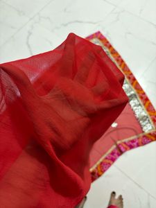 Vibrant Red Embroidered saree