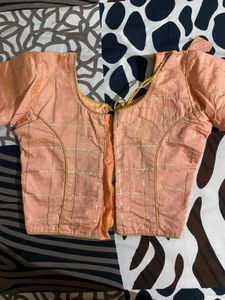 Peach Blouse with Gold Lines