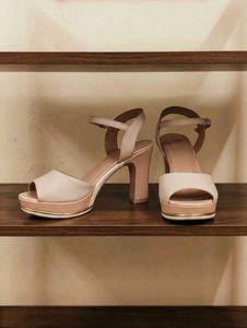Pink platform block heel