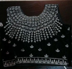 Sparkling Black Velvet Blouse and lengha