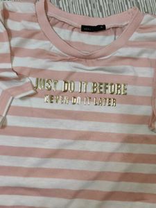 Pink &amp; White Striped Graphic Tee