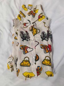 Unique Graphic Print Button-Up Shirt