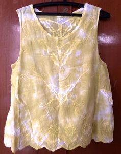 Embroidered Sleeveless Yellow Top