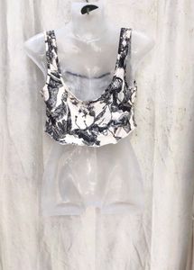 27238. Unique Black &amp; White Mushroom Print Top