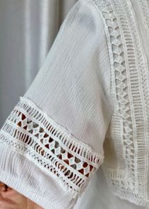 White Eyelet Detail Mini Dress