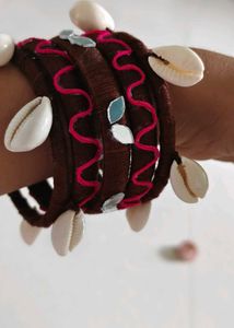 Boho Chic Shell & Mirror Bangles