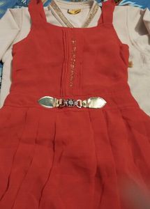 Girls Red &amp; Beige Ethnic Set