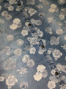 Floral Denim Sleeveless Dress