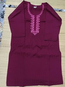 Maroon Embroidered Kurta