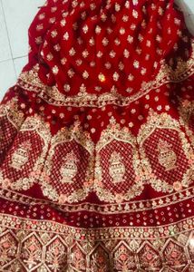 Velvet Lehenga Bridal self design for short bride