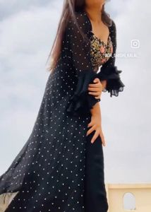 Elegant Black Polka Dot Kurta Set