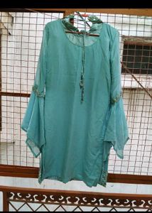Stunning Blue Mirror Work Sharara Set