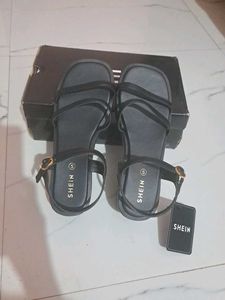 Shein buckle fastening Black Platform Wedge