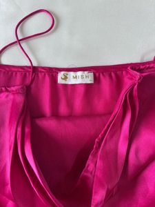 MISH Magenta Pink Satin Maxi Slit Dress