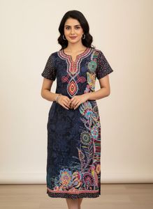 Biba Black Printed Cotton Kurti | Ethnic