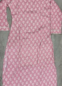 Pink Block Print mirghan Kurta