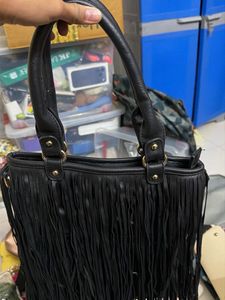 Chic Black Fringed Handbag