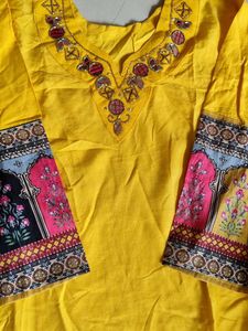 Yellow Printed Kurta Set