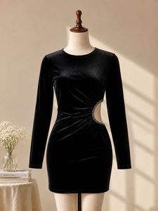 Zara Chic Black Velvet Cut-Out Dress