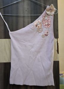 one sleeve beaded top