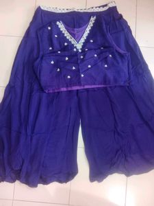Beautiful Purple Embroidered crop top with plazo j