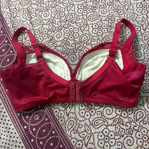 Lace Padded Non Wired push up Red Bra