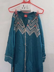 Teal Embroidered Kurti