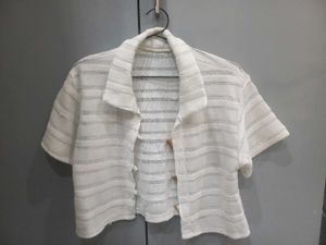 Women's White Knitted Shrug/Cardigan/Shirt