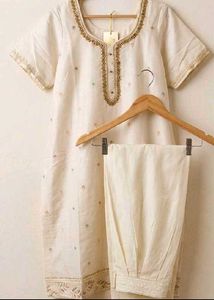 Elegant Cream Kurta Set with Dupatta