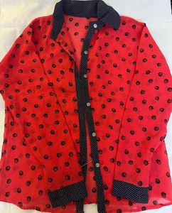 Sheer Red Printed Shirt