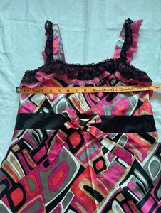 Silky Pajama Set - Pink Geometric Print