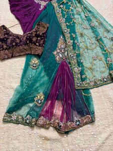 heavy lehanga saree