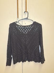 Black Crochet Knit Sweater