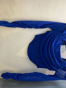 Stunning Blue Ruched Mesh Top