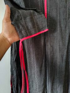 Stylish Grey Kurta with Magenta Accents