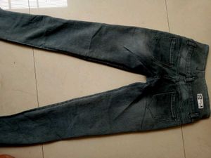 Grey Wash Button Detail Jeans