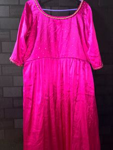Rani Pink / Magenta Silk Kurta with beads work