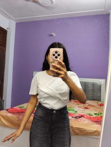 Stylish White Twist Front Top