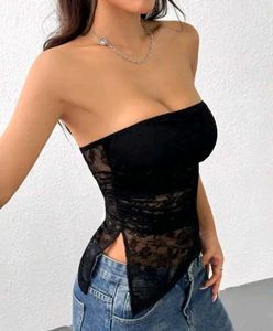 Gothic Sheer Lace Strapless Tube Top