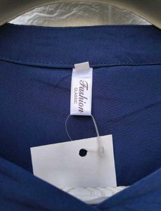 New with tag Navy Blue Collared Button-Up Top