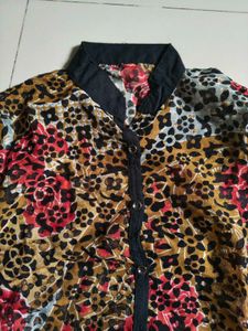 Vibrant Floral &amp; Leopard Print Kurta