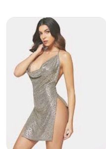 New Cowl Neck Metallic Dress