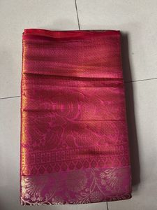 Vibrant Pink & Gold Silk Saree