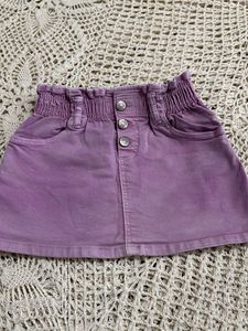 Lavender Denim Skirt with Smocked Waist