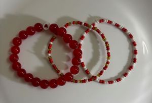 Red bracelet stack